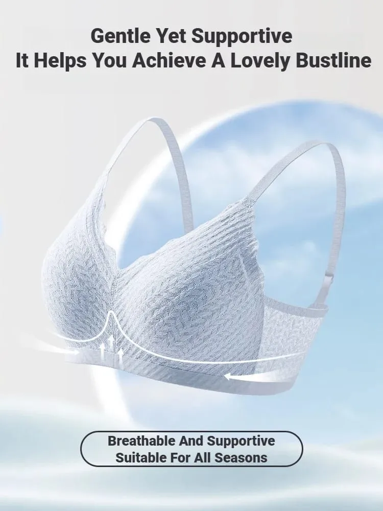 Women Lace Seamless Wireless Bra Thin‑Section Spaghetti Strap Back Non‑Slip Gathered Lingerie For Small Chest — image 2