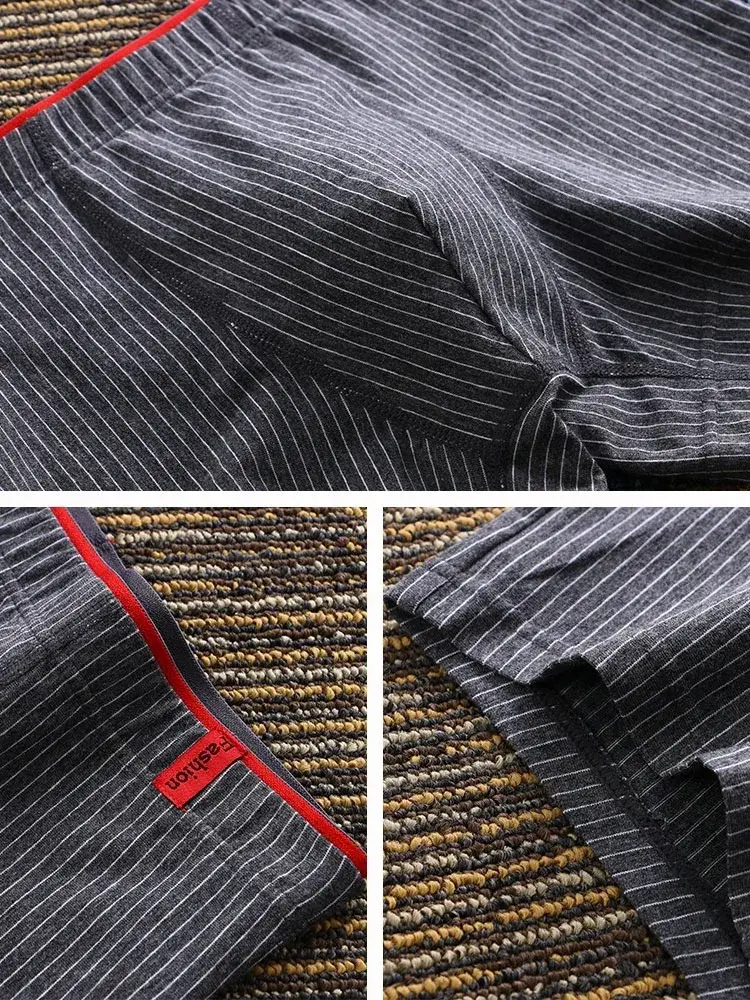 Boxer da uomo intimo morbido, traspirante e confortevole slip a righe personalità alla moda casual boxer larghi mutandine alla moda