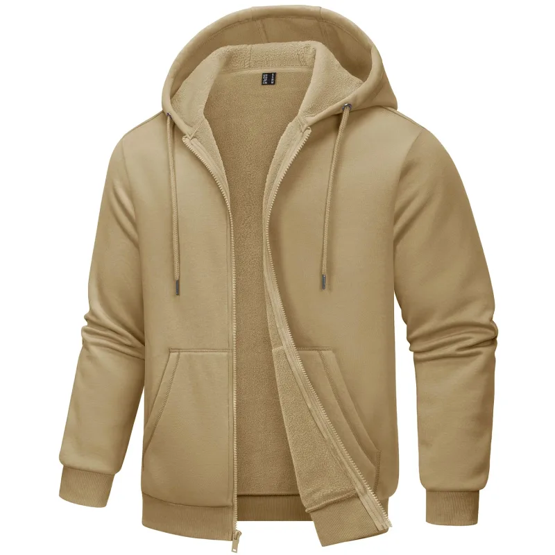 Big Pockets Fleece Lining Hoodies Mens Hooded Coats Full Zip Up Casual Hoodie Jackets Athlete Running Hiking Sportswear — image 29