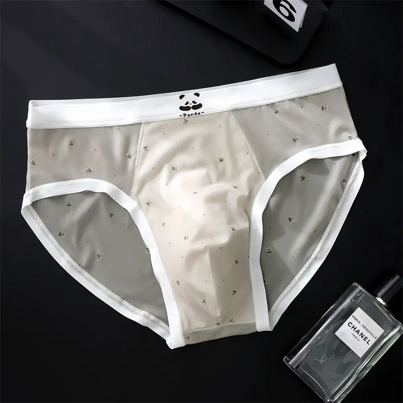 Baru Bare feel seluar dalam lelaki bercetak sissy cuecas masculino sutera ais seksi tøy lelaki cueca nipis lancar calzoncillos hombre