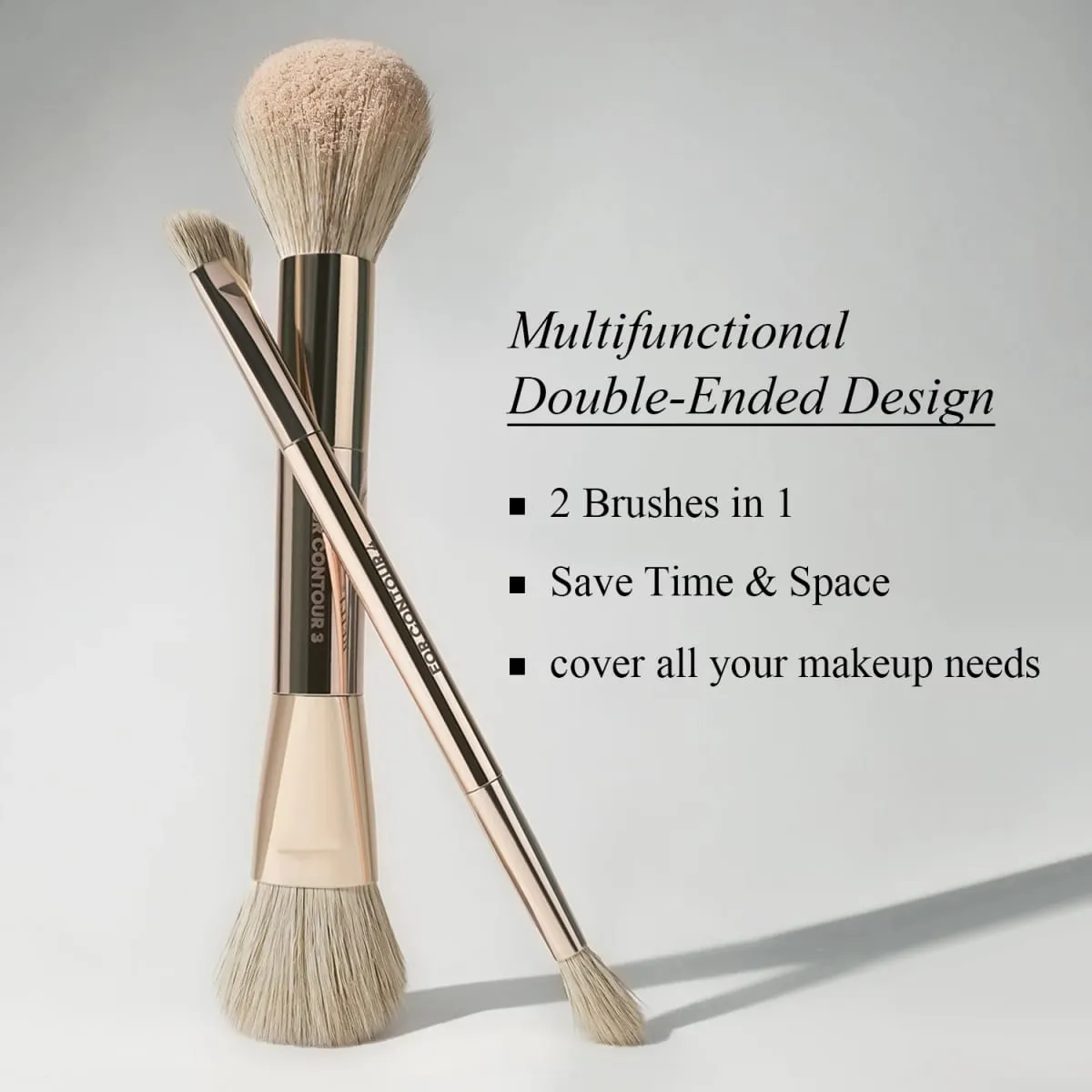 Makeup Brush Set Double-Sided Makeup Brushes for Foundation Contour Blush Blending Eyebrow and Eye Shadow Fiber Bright Cyan — image 3