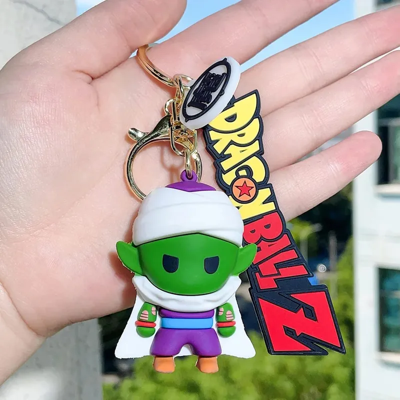 Anime Dragon Ball Keychain PVC Cartoon Cartoon Figure Trunks Son Goku Piccolo Buu Vegeta Figures Key Chain Keyring Bag Decor