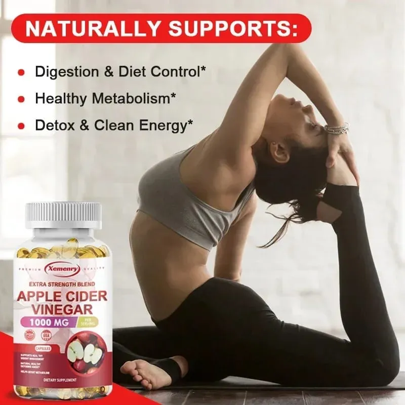 Apple Cider Vinegar Capsules - Fat Burning Detox Slimming Boosts Metabolism Healthy Weight Management