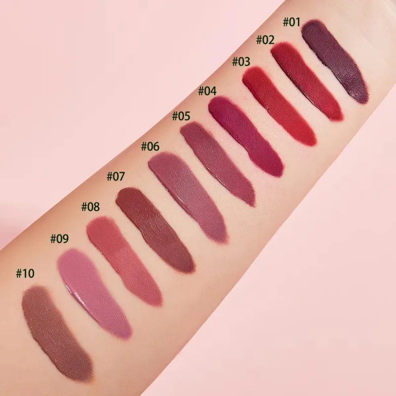 10PCS/Set Sunday Holiday Lip Gloss Kit Matte Liquid Lipstick Long Lasting Waterproof Lip Tint Women Cosmetics Wholesale Makeup