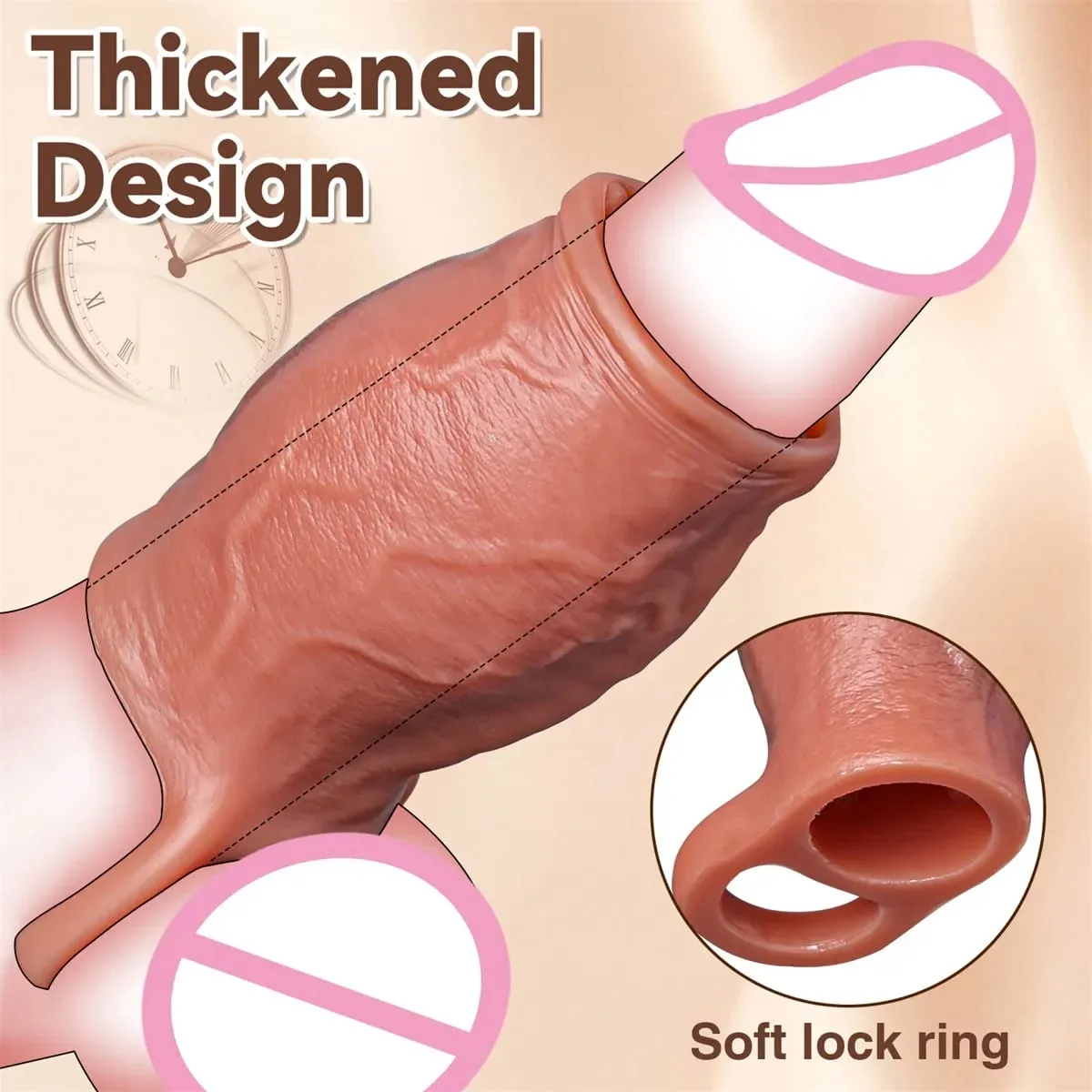Skin Feeling Realistic Dildo Dick Pump Sleeve Enlargement Penis Covers Extender Men's Condoms Cock Ring Adult Sex Toy For Male