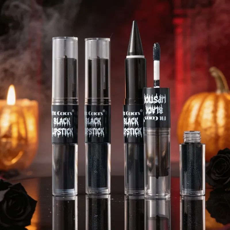 Halloween 2-in-1 Lip Gloss Matte Lip Liner Long Lasting Waterproof Liquid Lipstick Moisturizing Shiny Lip Oil for Party Makeup