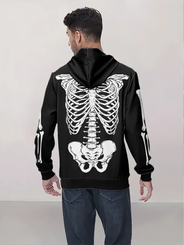 Men's Hooded Hoodies 3D Prints Skeleton Graphic Sweatshirt Drawstring Sportwear Long Sleeve Tops Street Pullover Men's Clothing — image 2
