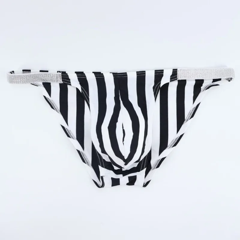 Comodi slip da uomo in lingerie bikini neri bianchi a righe intimo sportivo casual uomo tanga mutandine sospensorio