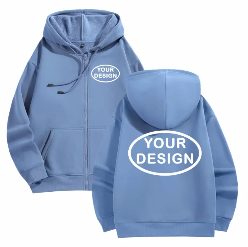 Customize Your Logo Zipper Sweatshirt For Men And Women Loose Casual Fashionable Long Sleeved Sportswear Personalized Embroidery — image 11