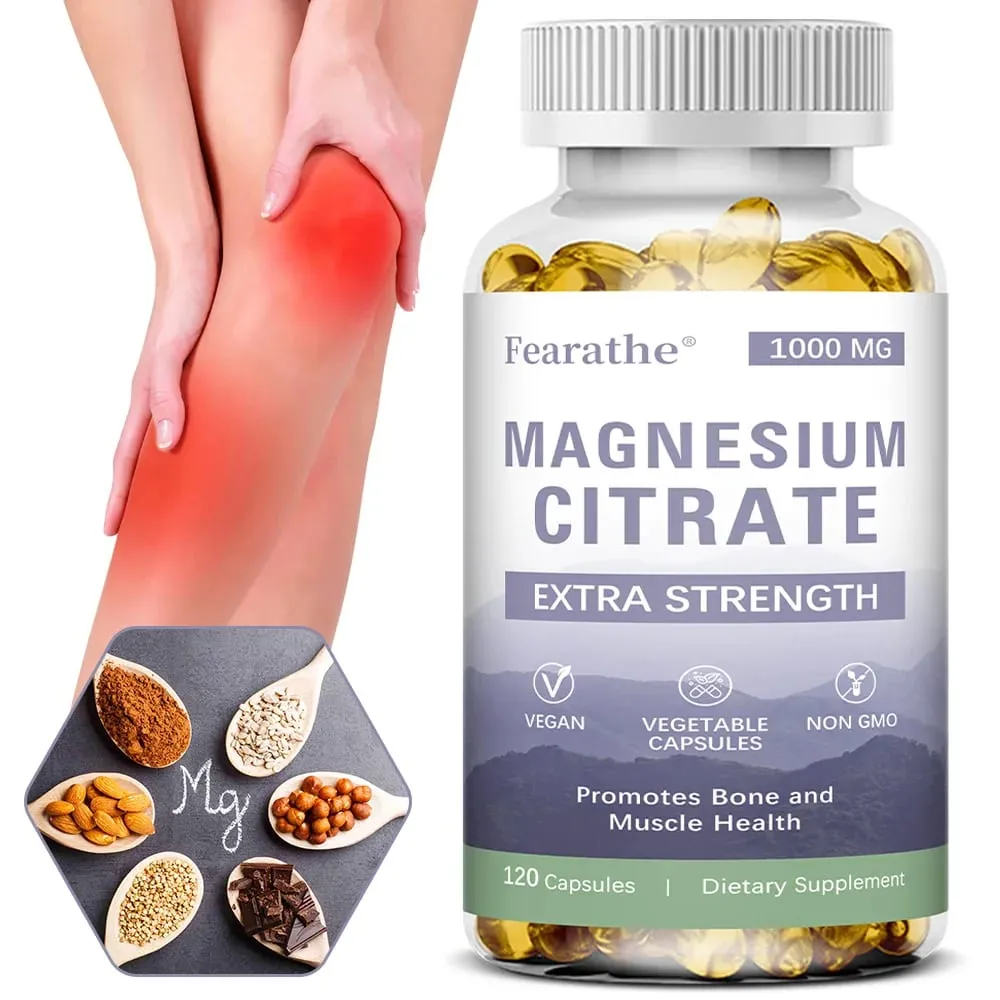 Magnesium Citrate Capsules - Dietary Supplement for Muscle Nerve Bone and Heart Support - Gluten Free Non-GMO - 120 Capsules — image 2