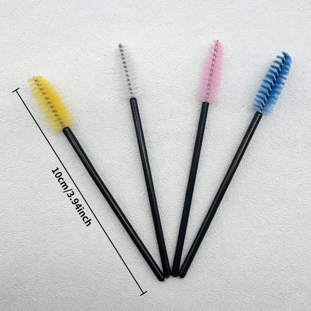 50pcs Disposable Eyelash Brushes Crystal Eye Lash Mascara Wands Glitter Lash Comb Spoolies Micro Makeup Applicators
