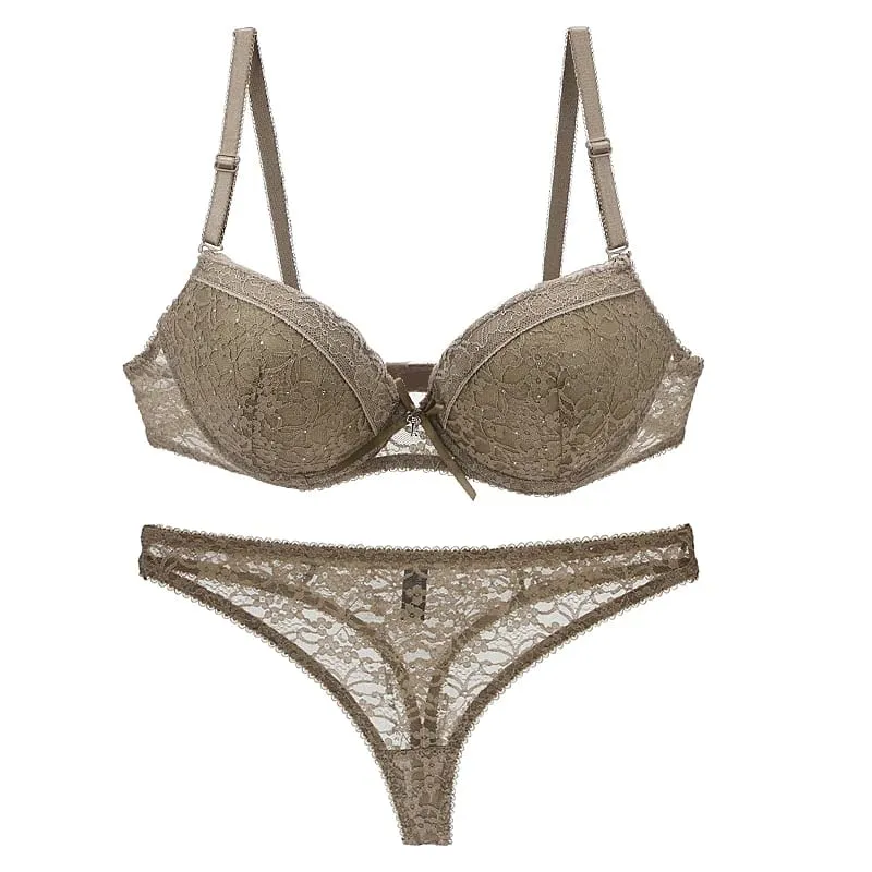 2024 Sexy Bra Sets Push Up Lace Lingerie 34/75 36/80 38/85 40/90 42/95 BCDE Cup White Pink Blue Khaki Green Violet Underwear