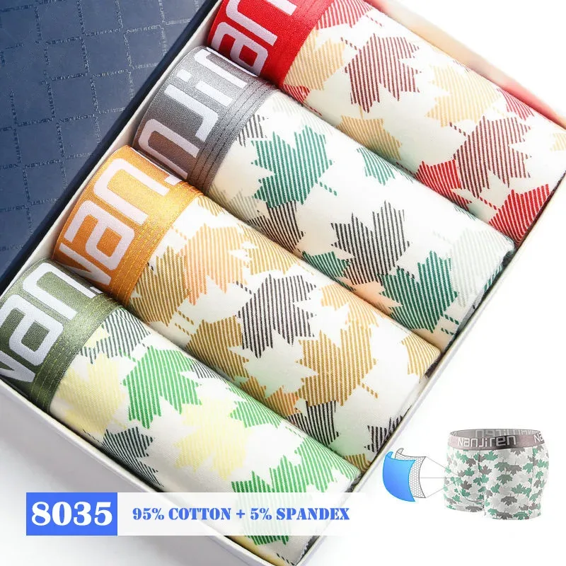 4Pcs/lot Men's Underwear Sexy Boxer Shorts Cotton Panties Man Solid Underpants Male Soft U Convex Lingerie Plus Size L-6XL