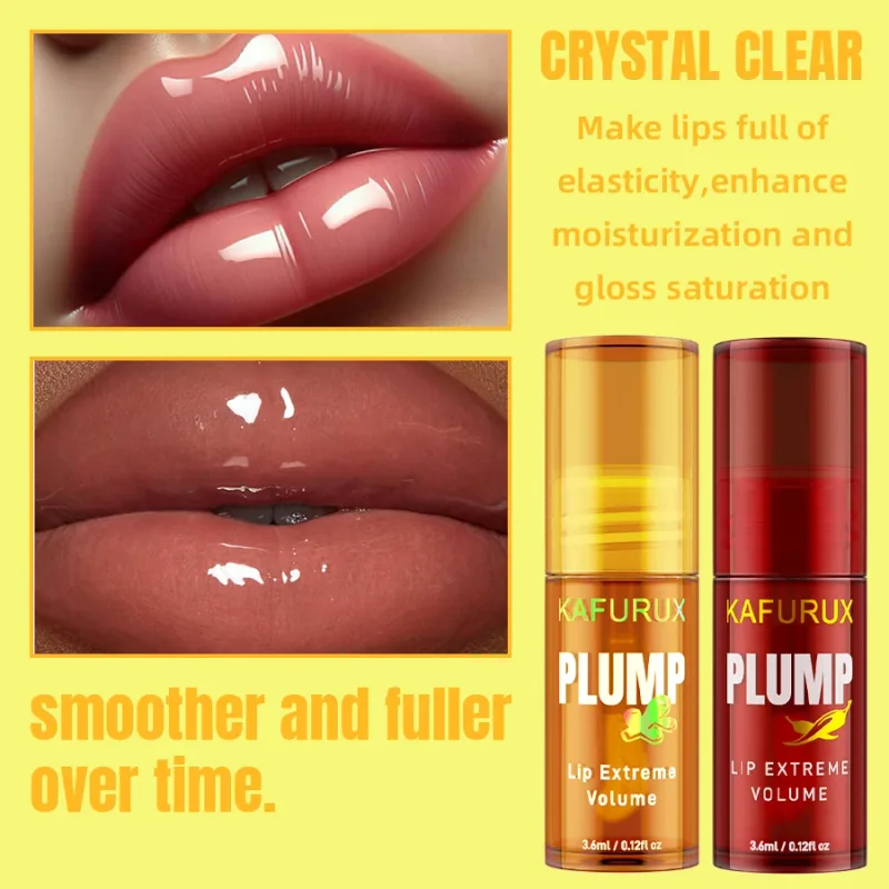 2PC Lip Plump Long Lasting Lip Oil Moisturizing Lip Gloss Serum Instant Volumising Essence Oil Repair Lip Fine Lines Increase El — image 4