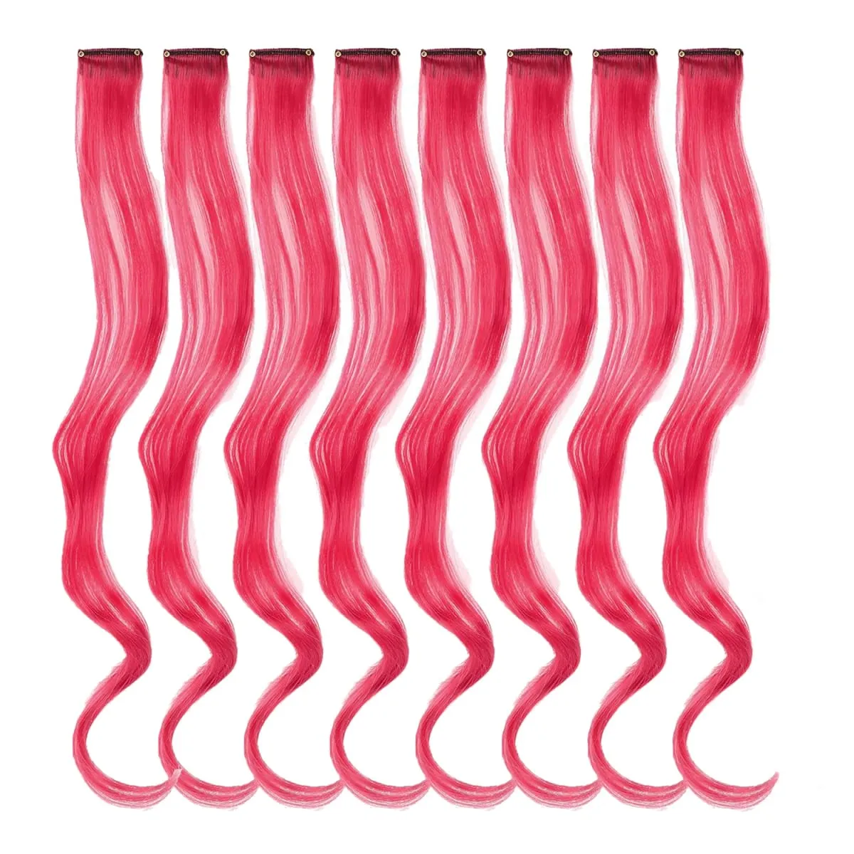 20 Inch Colourful Curly Wavy Party Highlights Clip in Synthetic Hairpieces 8 Pack Curly Colored Hair Extensions for Women