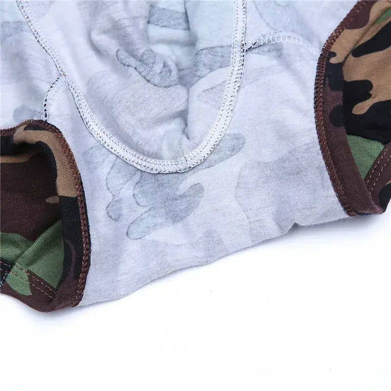 Men Underwear Cotton Camouflage Boxer Briefs Trunks Bulge Pouch Plus Size Teenage Breathable Underpants Young Innerwear Boys