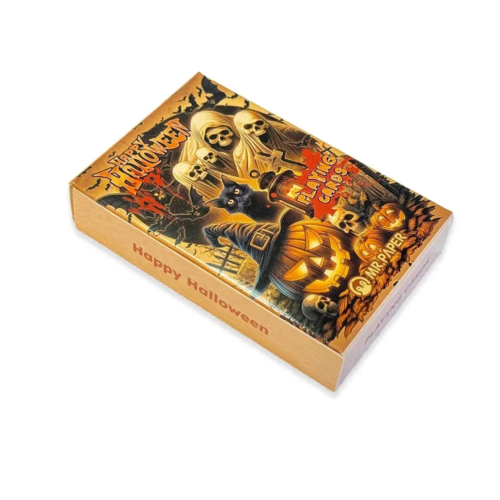 55pcs Vintage Halloween Playing Cards Deck Spooky Pumpkin Skeleton Poker Cards Dark Gothic Board Game Family Party Prop Gift