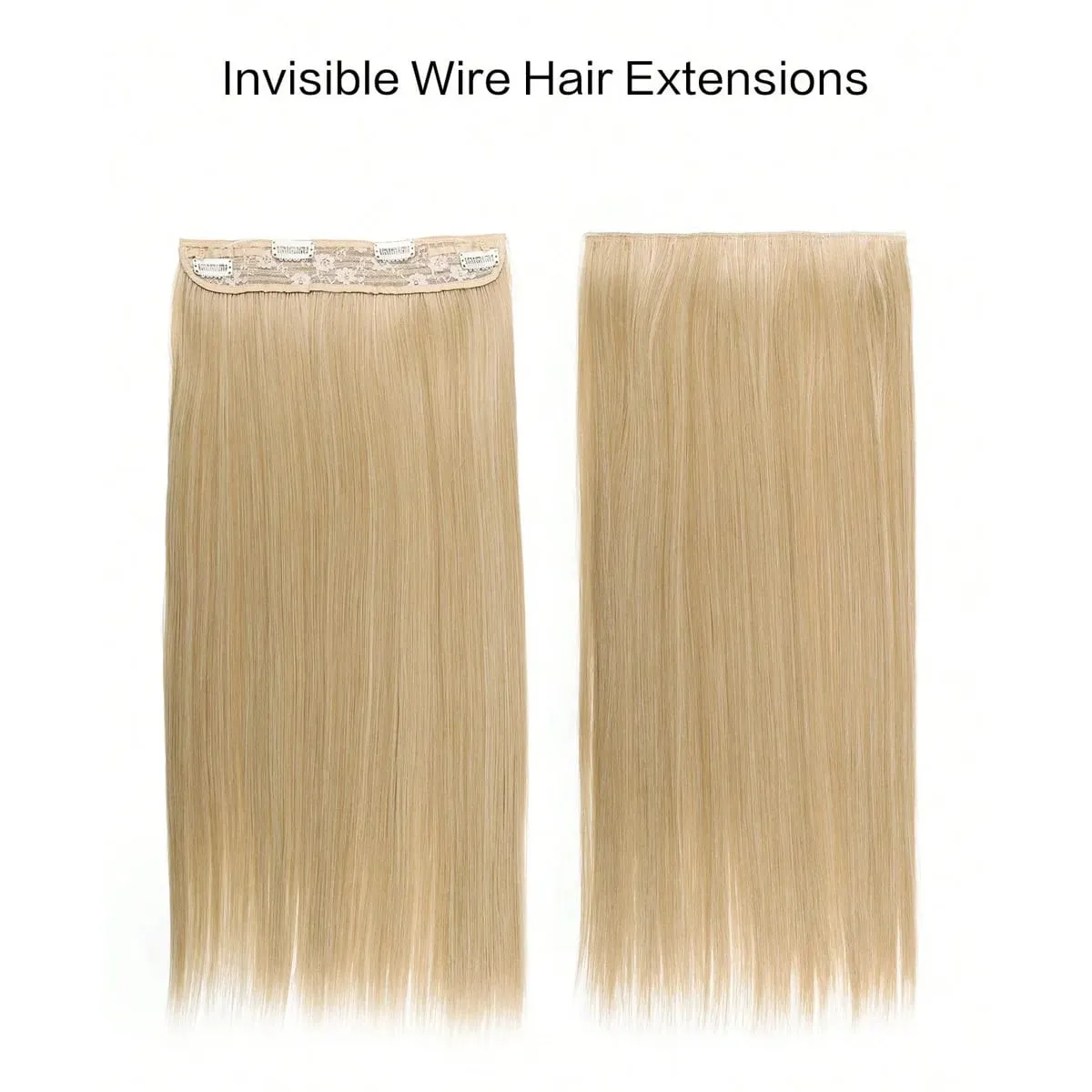 Invisible Wire Hair Extensions Adjustable Size Removable Secure Clips in 24 Inch Straight Secret Hairpiece for Women — image 5
