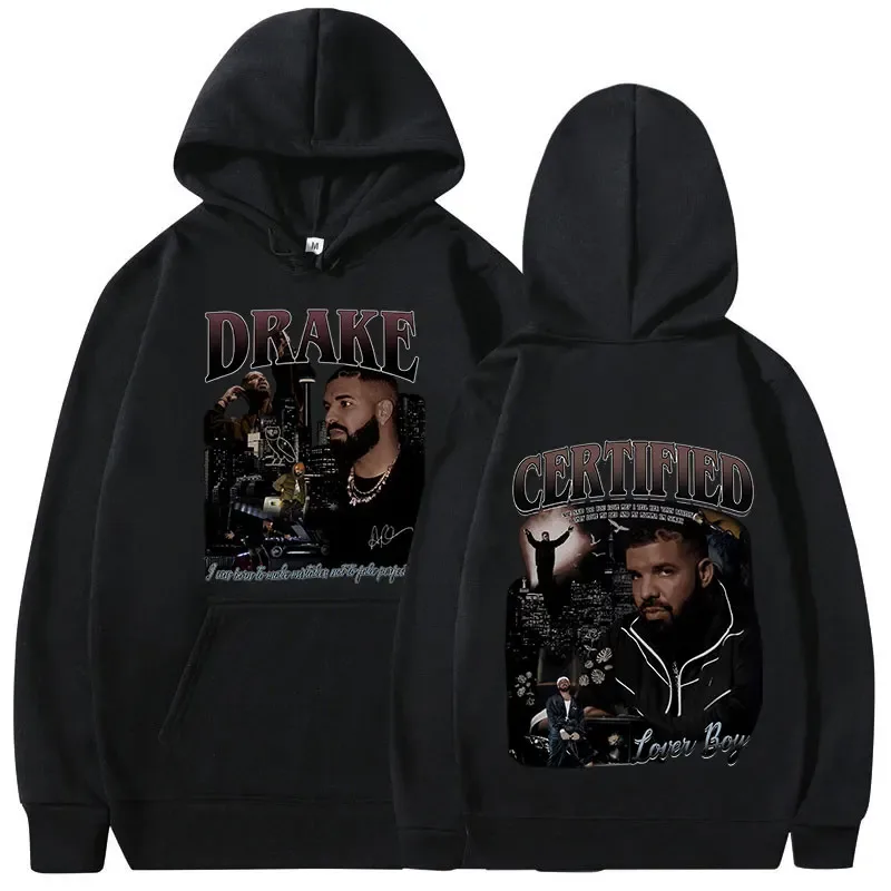 Rapper Drake Music Album Cover Graphic Hoodies Men's Fashion Hip Hop Vintage Sweatshirts Autumn/Winter Fleece Warm Pullovers Y2k