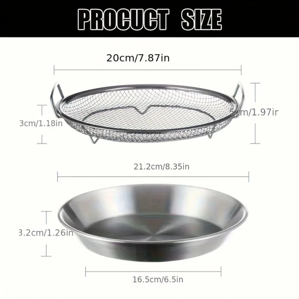 耐久性の高いステンレススチール製フライラック トレイ付き 折りたたみ式メタルメッシュバスケット 油切り 食器洗い機対応