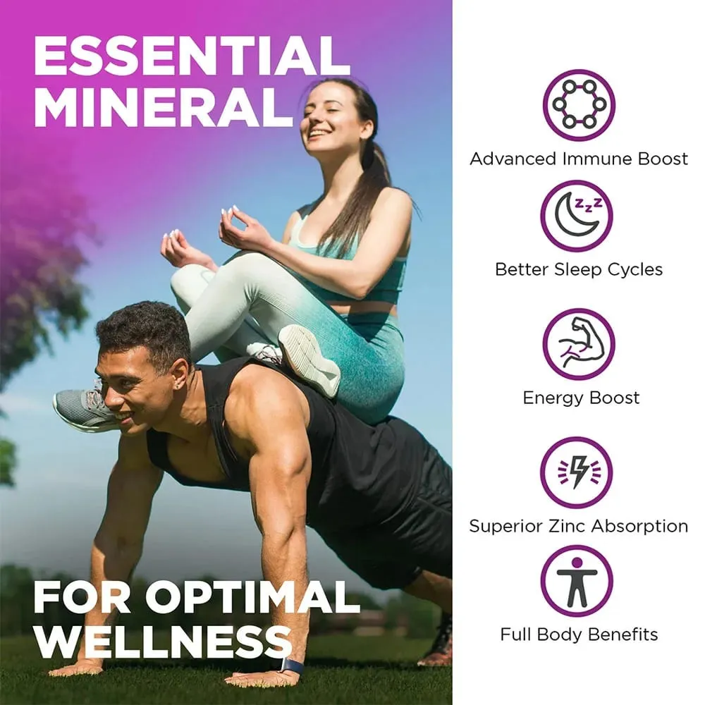 Zinc Picolinate 100Mg Capsules - Respiratory Immune Support Skin and Bone Health Highly Absorbed Supplement