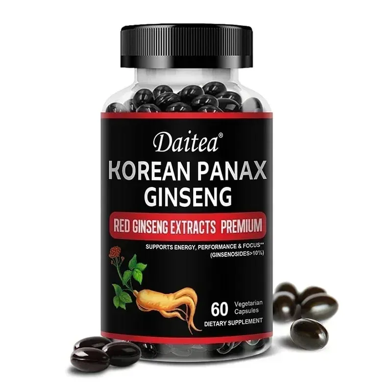 Korean Red Ginseng Capsules-1000 Mg Boosts Energy Endurance Athletic Performance and Muscle Strength Supports Immune Health