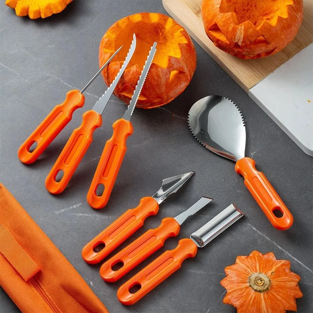 7pcs/Set Halloween Stainless Steel Pumpkin Carving Tools Kit Professional Pumpkin Carving knife Set With Storage Bag