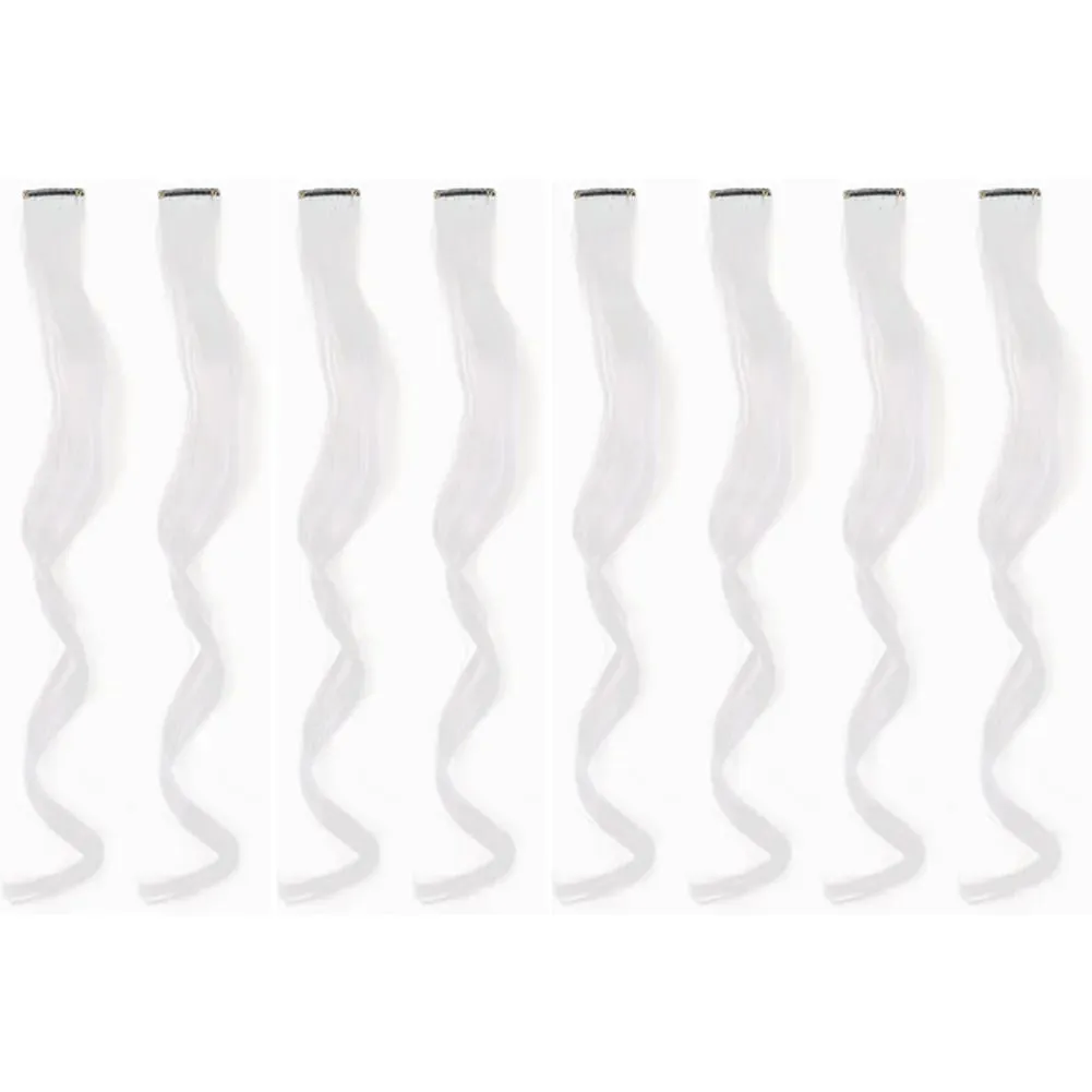 20 Inch Colourful Curly Wavy Party Highlights Clip in Synthetic Hairpieces 8 Pack Curly Colored Hair Extensions for Women