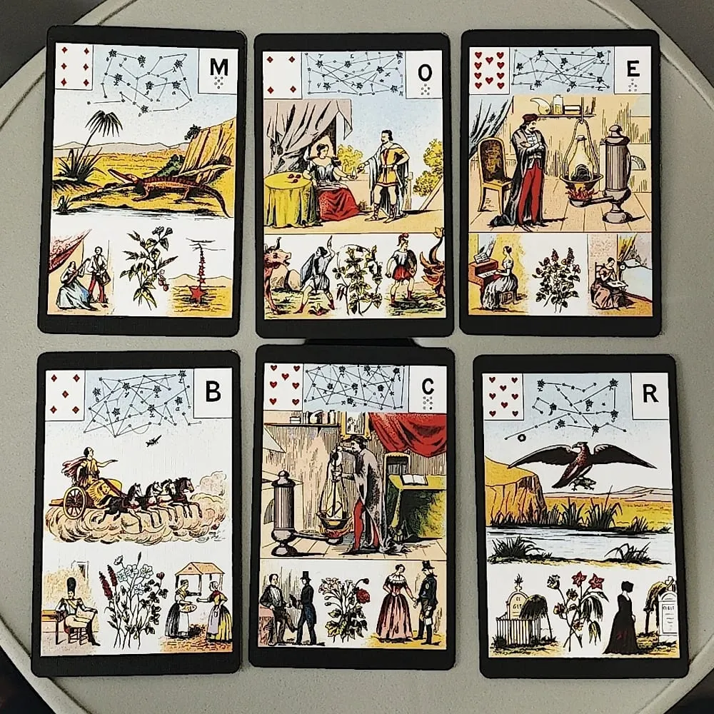Grand Jeu De Mlle Lenormand Deck 9*6cm Printed on 350GSM Double Embossed Cardstock 54 Pcs Lenormand Oracle Cards