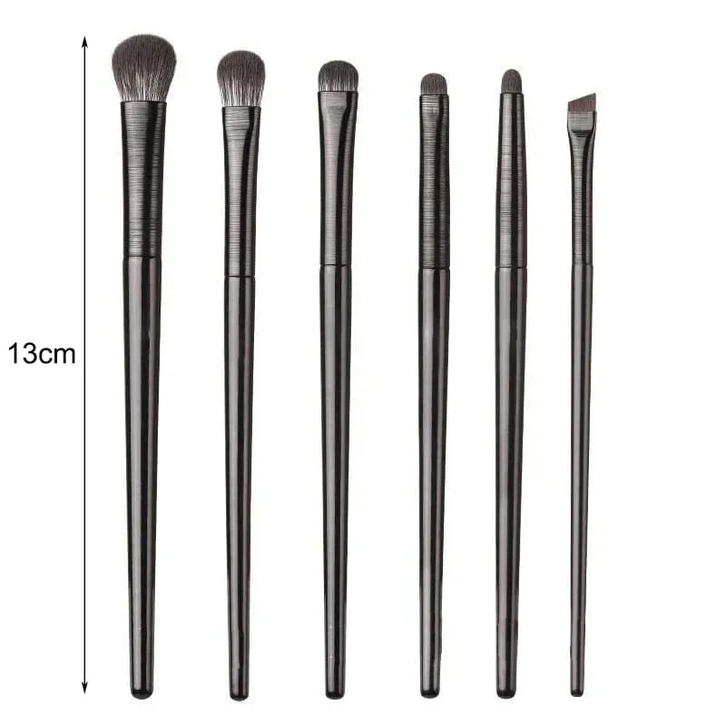 6pcs Black Eye Makeup Brushes Set Professional Contouring Eyeshadow Eyeliner Brush Portable Blending Facial Beauty Cosmetic Tool