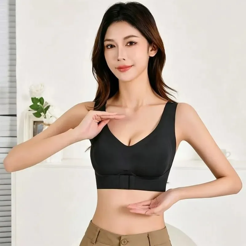 Women Front Closure Cross Back Wireless Posture Bras Seamless Full Coverage Support Push Up Bralettes Posture Corrector Bras