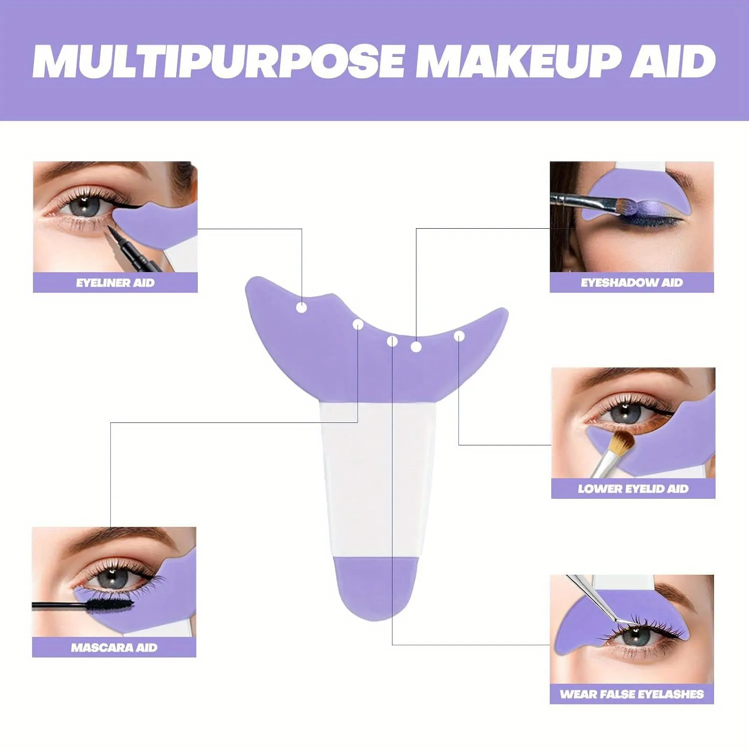 3-in-1 Silicone Eye Makeup Assistant Tool - Mascara Shield Eyeliner Guide & Detachable Eyeshadow Applicator Eye Makeup Brushes — image 1