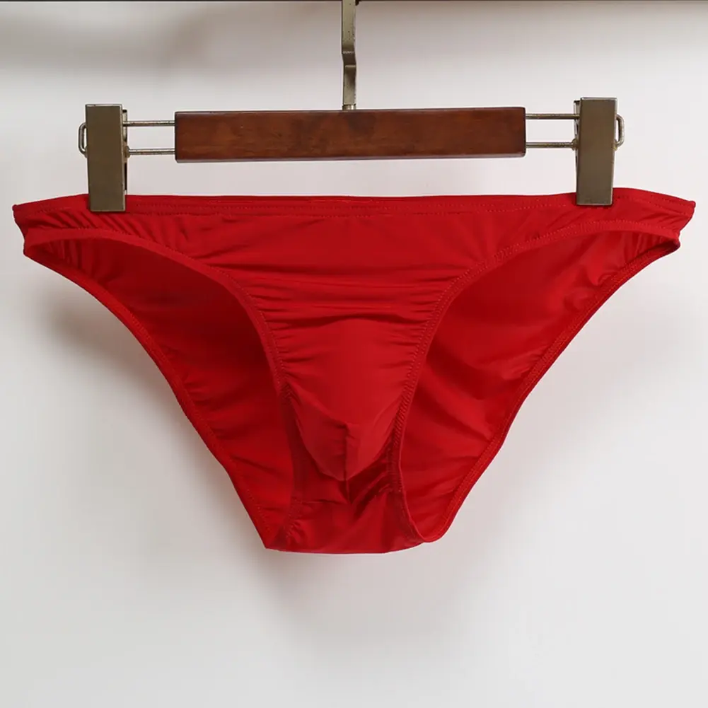 Sexy Men Bulge Pouch Briefs Underpants Panties Bikini Solid Color Transparent Briefs Underwear Pump Man Glossy Panties