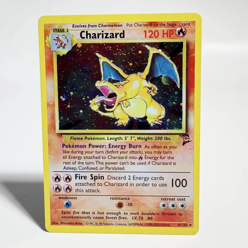 Pokémon Cards 1996 Basic Edition Flash Card Charizard Gengar Blastoise Feraligatr Gengar Trading Card Proxy Collection Card