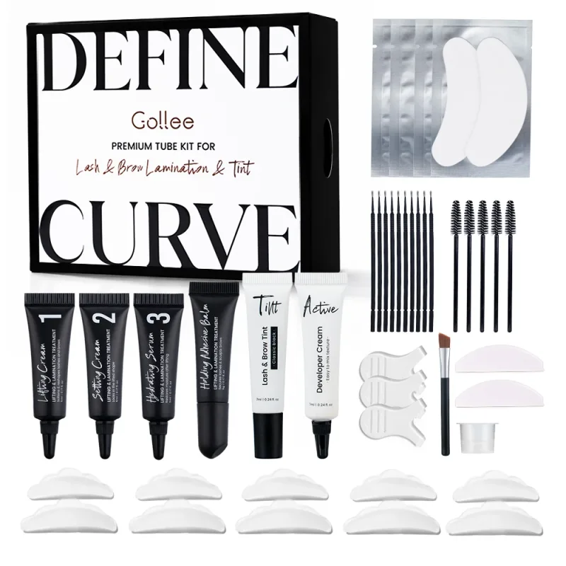 Gollee Lash and Brow Curling Perm Kit Natural Eyelash Lifting Perm Treatment Makeup Long Lasting 4-6 Weeks For Lash Curler Perm