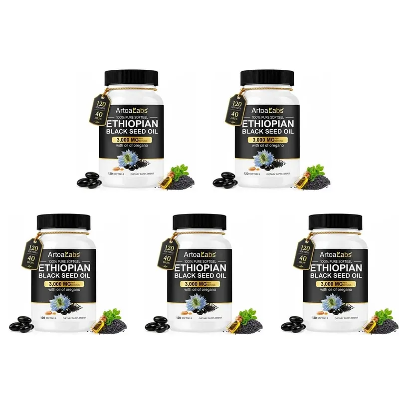 Ethiopian Black Seed Oil 3000mg Softgels with Oil of Oregano Supports Immune Health Digestive Balance & Daily Vitality 120 Count