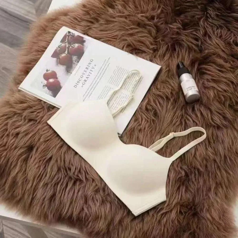 Soft Comfort Wireless Bra Thin Cup Elastic Material Push Up Bra Elastic Gathered Design Seamless Bra Lingerie Beauty — image 2
