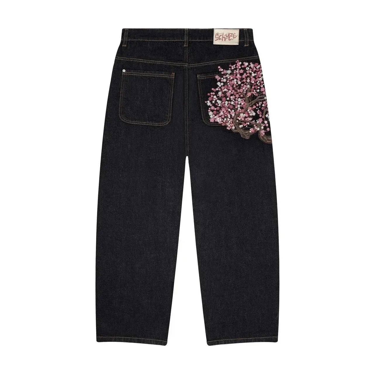 Y2K Baggy Tactical Jeans Men Punk Bullet Chain Print Washed Jean Retro High Street Jeans Hip Hop Men Casual Wide Leg Denim Pants