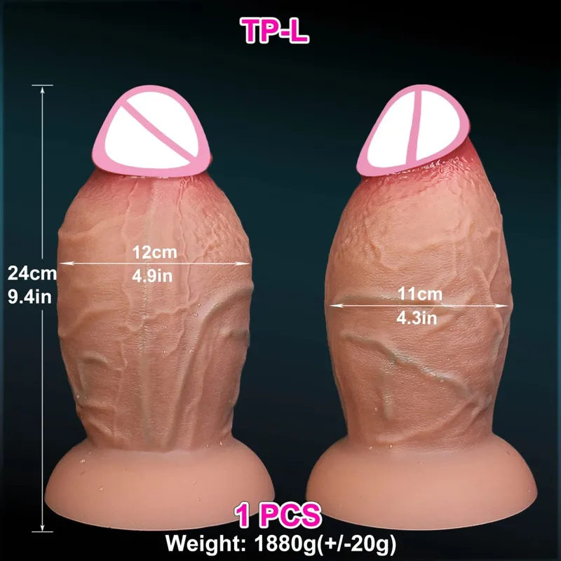 Realistické měkké hnědé tlusté dildo 3 velikosti obrovský falešný penis dvojitý silikonový kohout žena muž masturbace přísavka anální sexuální hračky — image 6