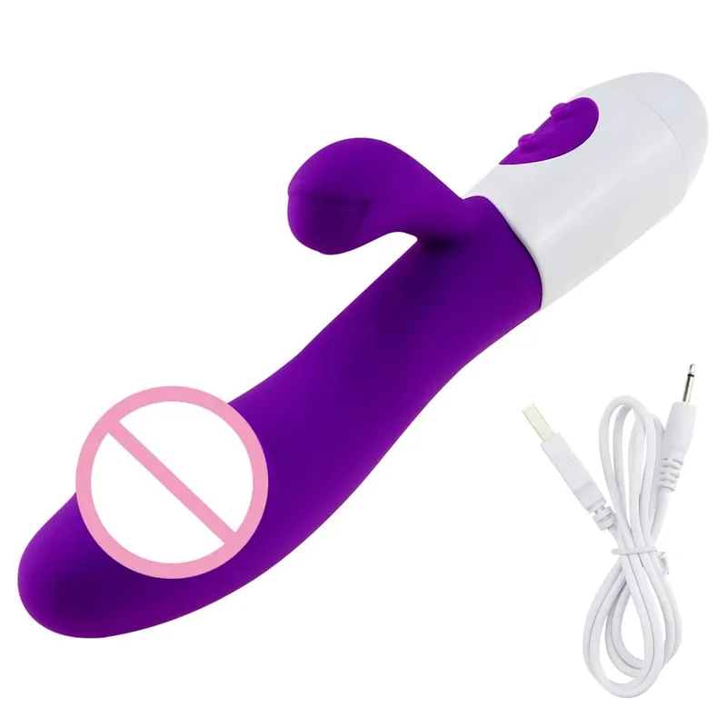 Realistic Rabbit Dildo Dual Vibrator G-Spot Clitoral Stimulation Massager Powerful Vibrating Vagina Masturbator Women's Sex Toy