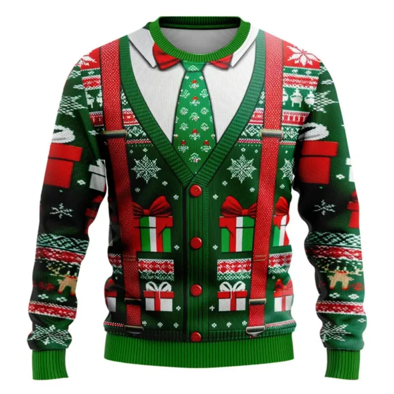 Funny Christmas Sweater Men Women Pullover Xmas Sweatshirt Ugly Graphic Y2k Sweatshirts for Holiday Party Loose Men's Clothing