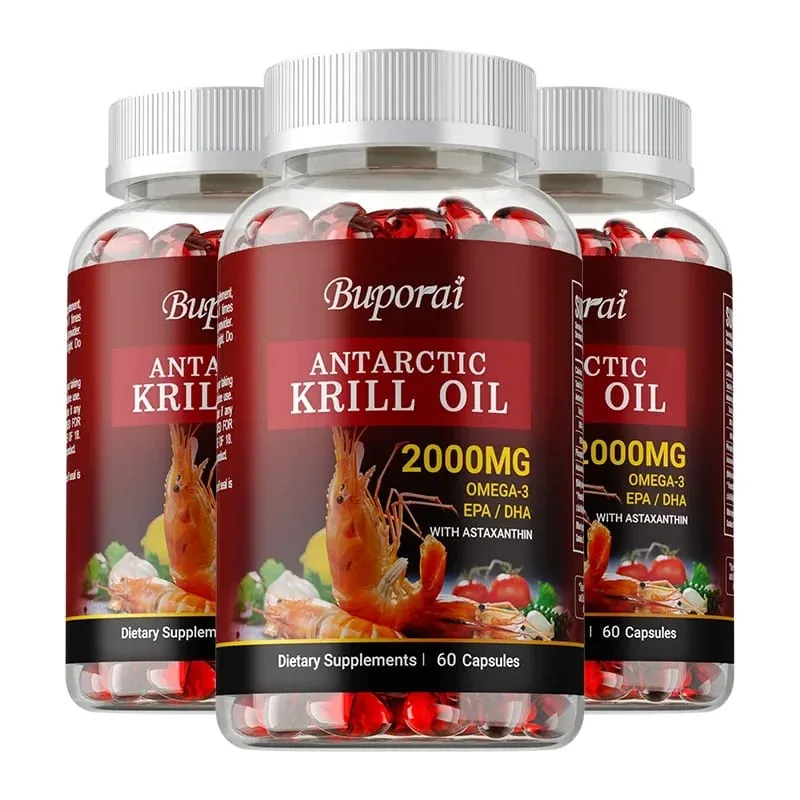 Olio di krill antartico 2000MG - Contiene astaxantina favorisce la salute del cervello e del cuore, il metabolismo antiossidante e aumenta l'immunità