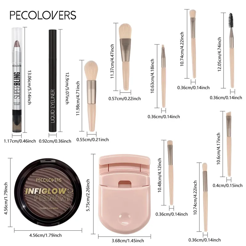12pcs Eye Makeup Collection Shimmer Eye Shadow Liquid Eyeliner Soft Eye Makeup Brushes Daily Eye Beauty Cosmetic Set — image 4