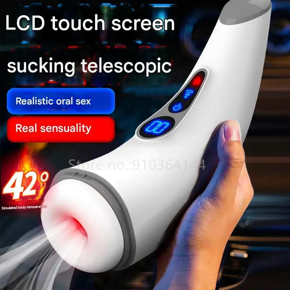 Awtomatikong Makapangyarihang Pagsipsip Telescopic Male Masturbator Cup Smart Heating Vibration Blowjob Machine Orgasm Adult Sex Toys para sa Mga Lalaki