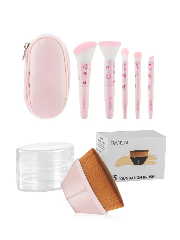 5-delige schattige compacte make-upborstelset met etui Premium borstel voor onberispelijke foundation Blush oogschaduwtoepassing Beauty Tools