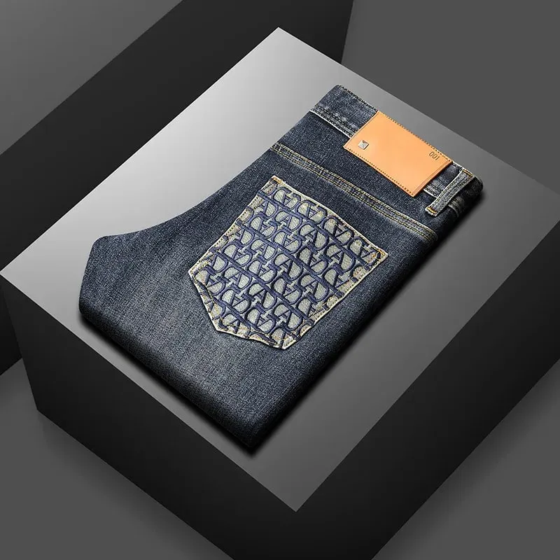 2024 New Light Luxury Jeans Men's Spring and Autumn Versatile High-End Casual Affordable Luxury Fashion Slim Trousers