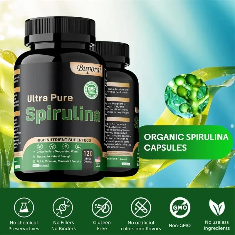Organic Spirulina - Detoxification Immune System Cardiovascular Antioxidant Improve Digestive HealthSupplementsSupplements