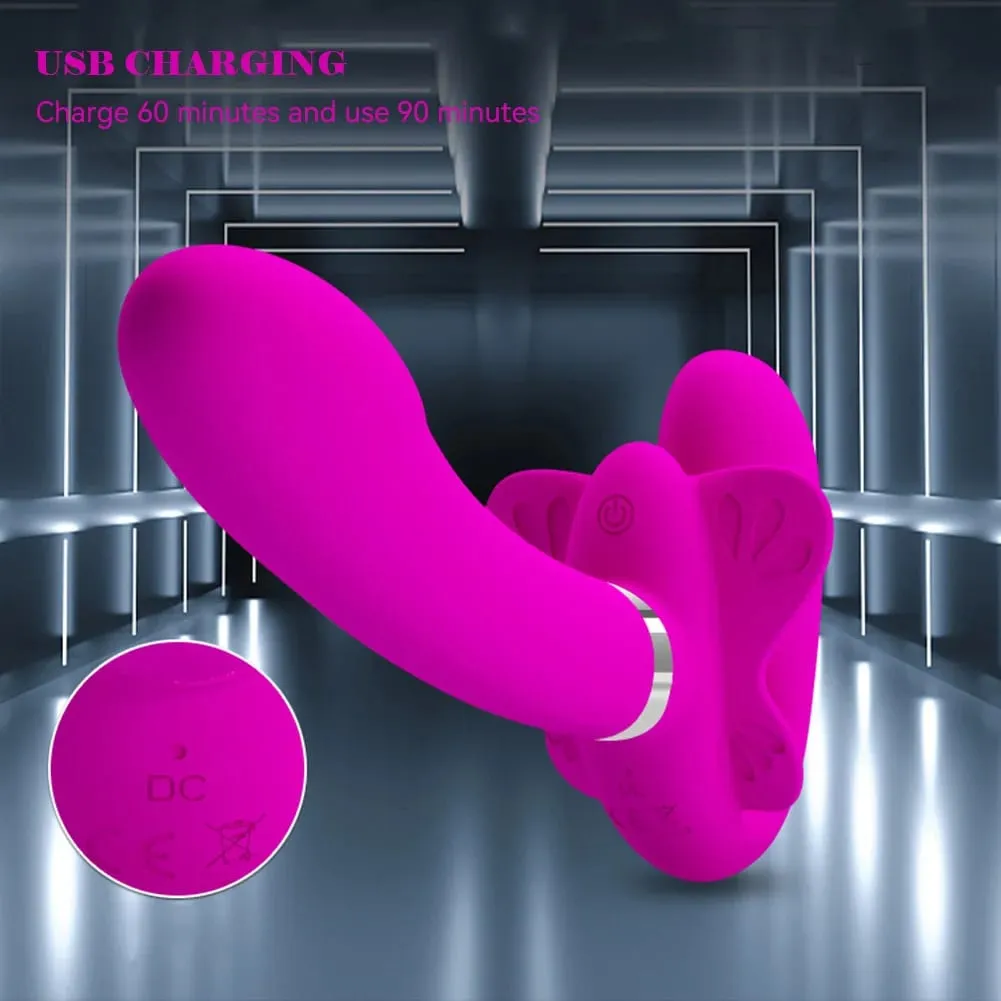 Double Penetration Strap-on Dildo Vibrators for Women Double-heads Vibrating Penis Lesbian Erotic Toys Sex Toys for Couples