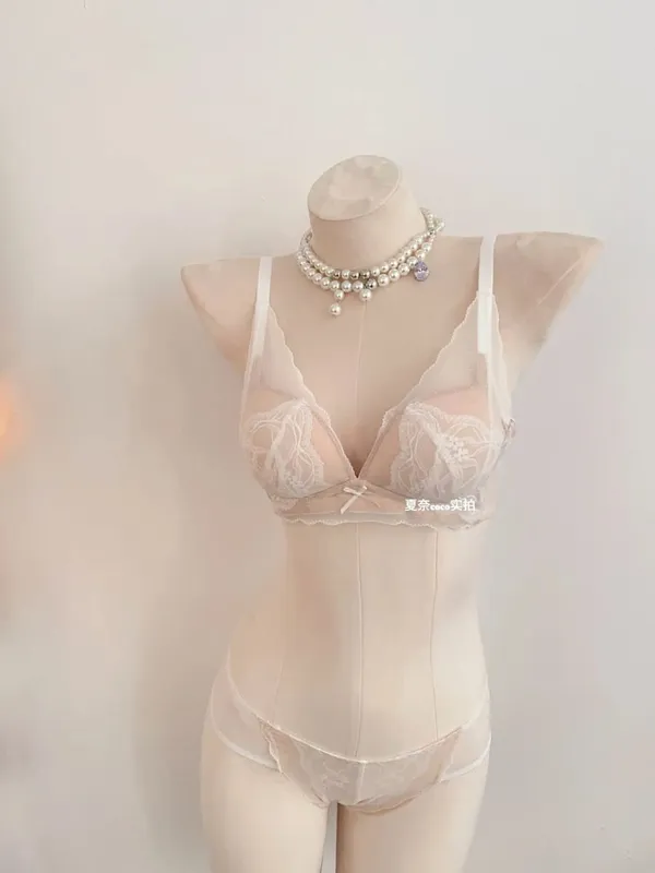 French Style Soft Lace Wireless Bra Set Women Push Up Small Breast Lift Full Cup Sexy Adjustable Comfort Lingerie Set Daily Wear — image 12