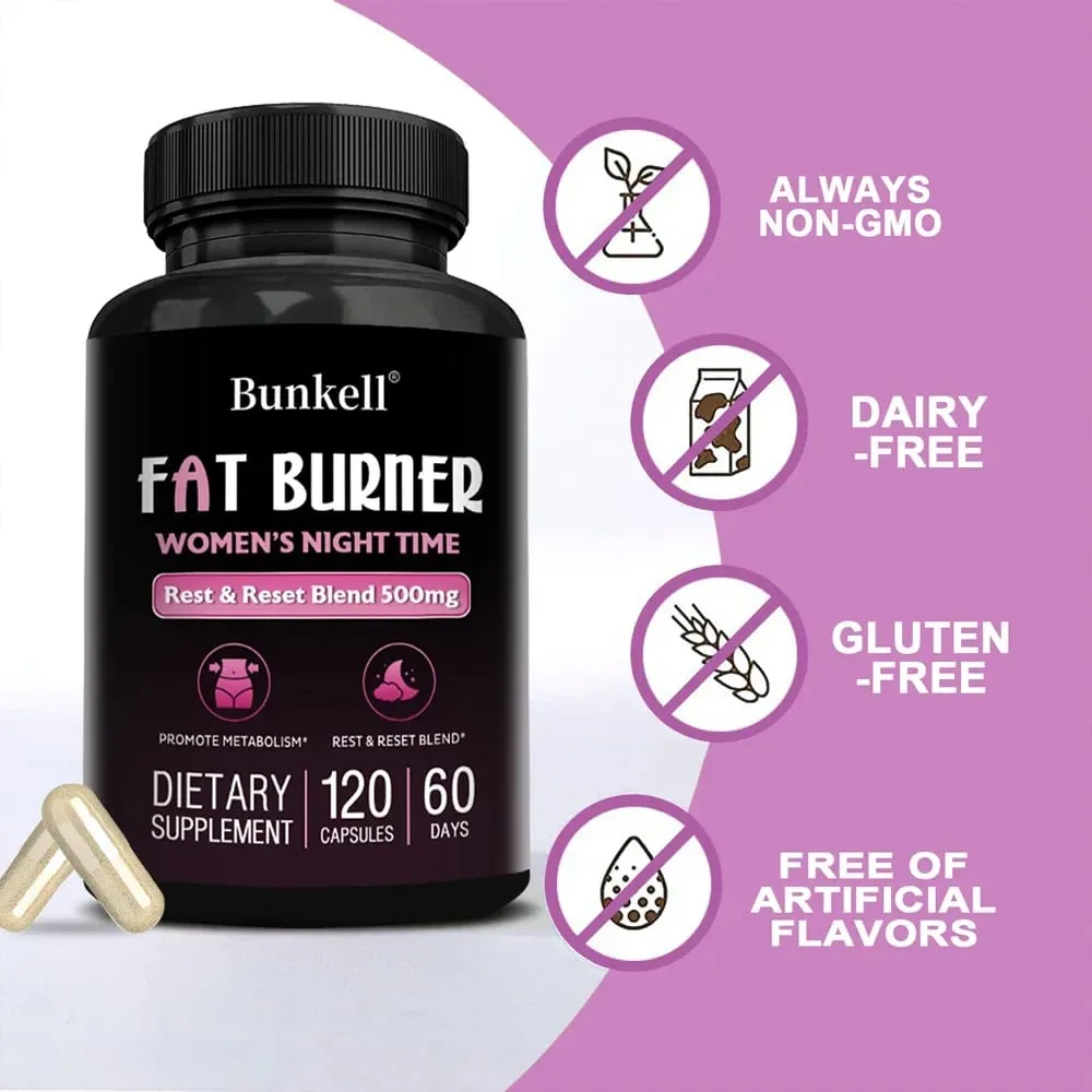 Night Fat Burning Capsules - Enhance Immune System Promote Metabolism Healthy Weight Management 120 Capsules